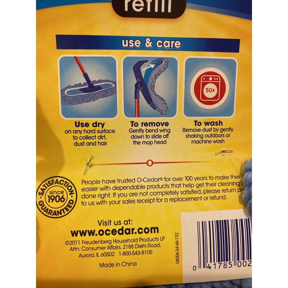 O-Cedar Dual-Action Dust Mop Refill Microfiber Ultra Dense Chenille‎ Washable - Picture 6 of 6